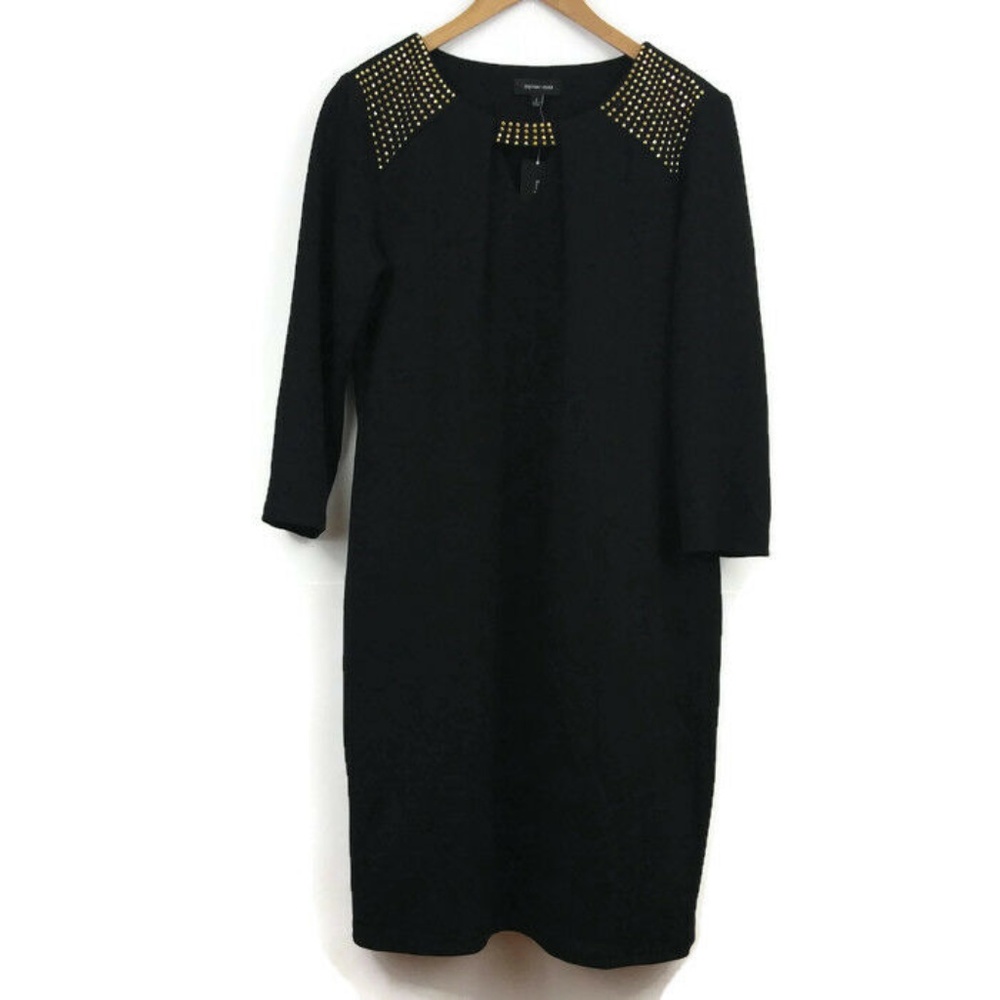 Spence Dress Black Gold Embellish Sheath Jersey 6